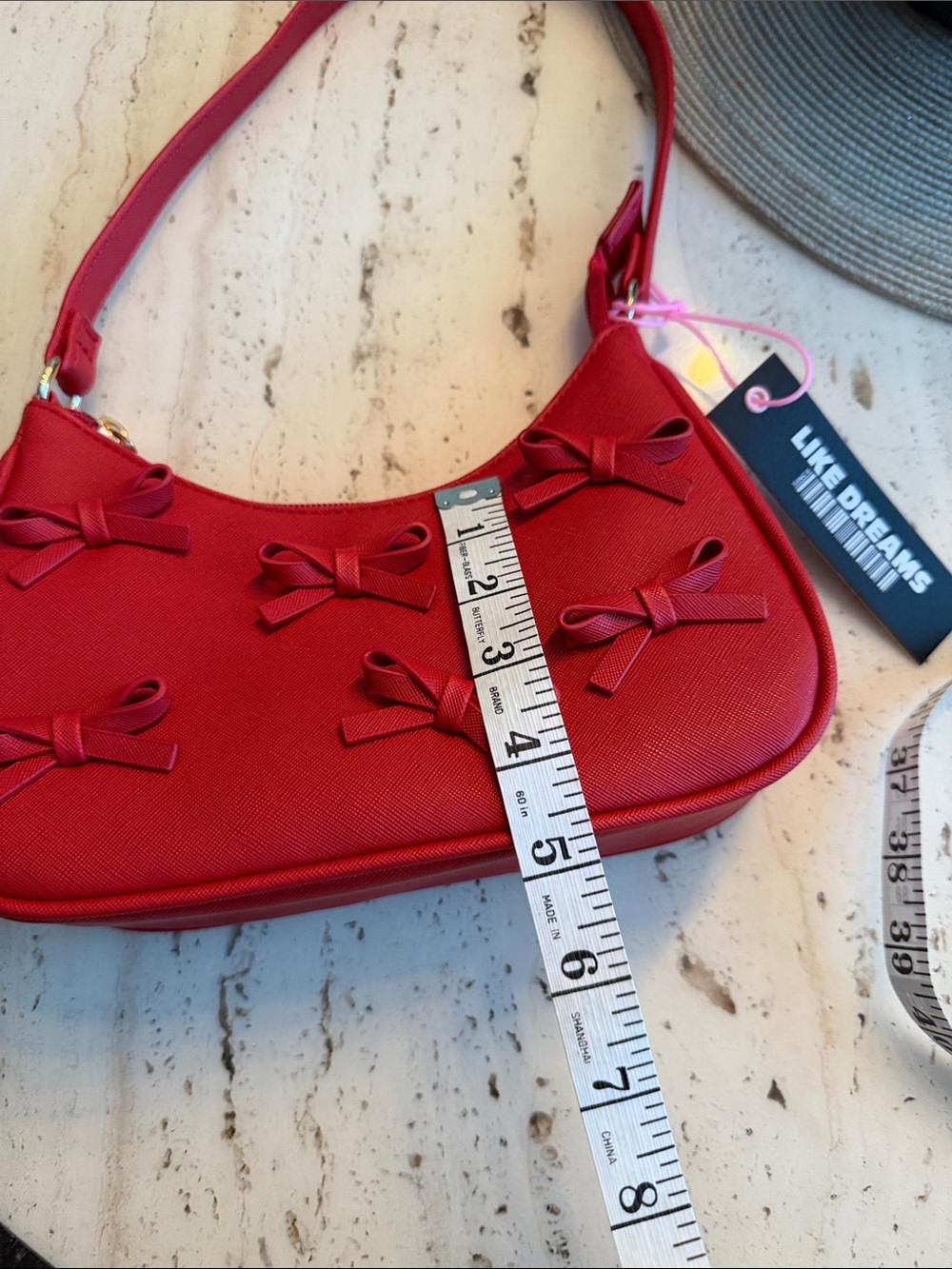 Like Dreams NWT Red Mini Shoulder Bag with Decorative Bows - Picture 12 of 13